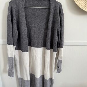 Long color block cardigan